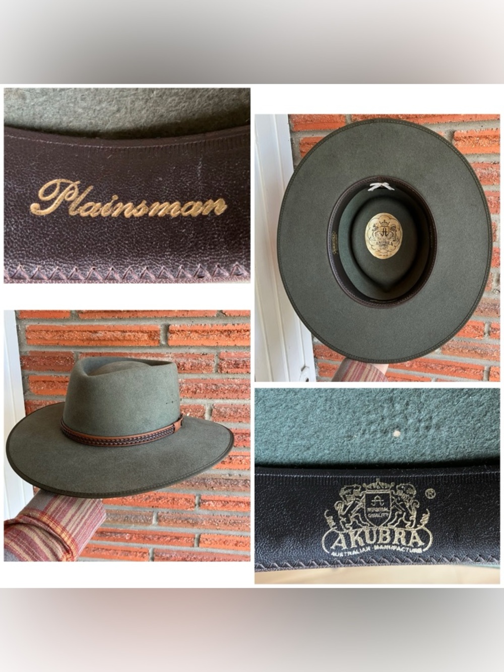 Akubra Plainsman Green Western Cowboy Hat Size 7 - 7 1/8